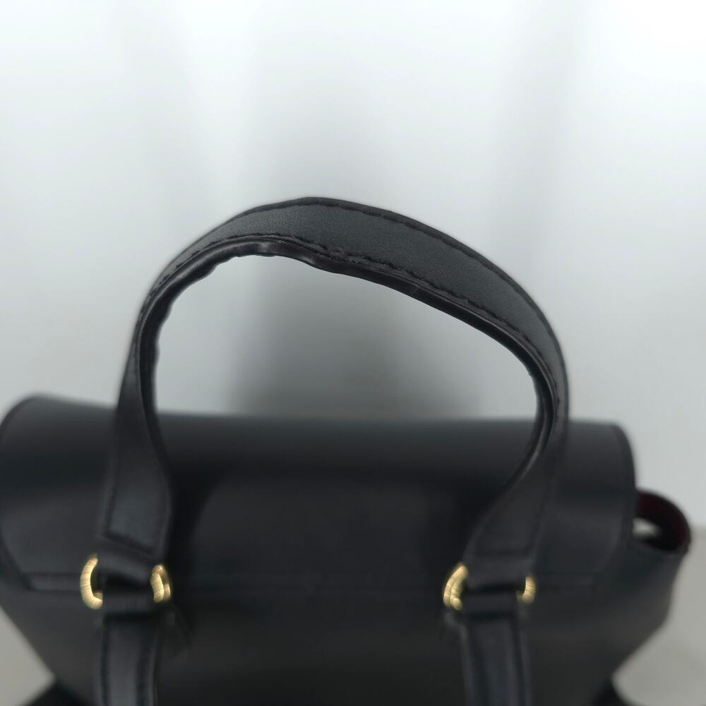 Lauren Ralph Lauren Dryden Flap Black Leather Backpack - Picture 6 of 16